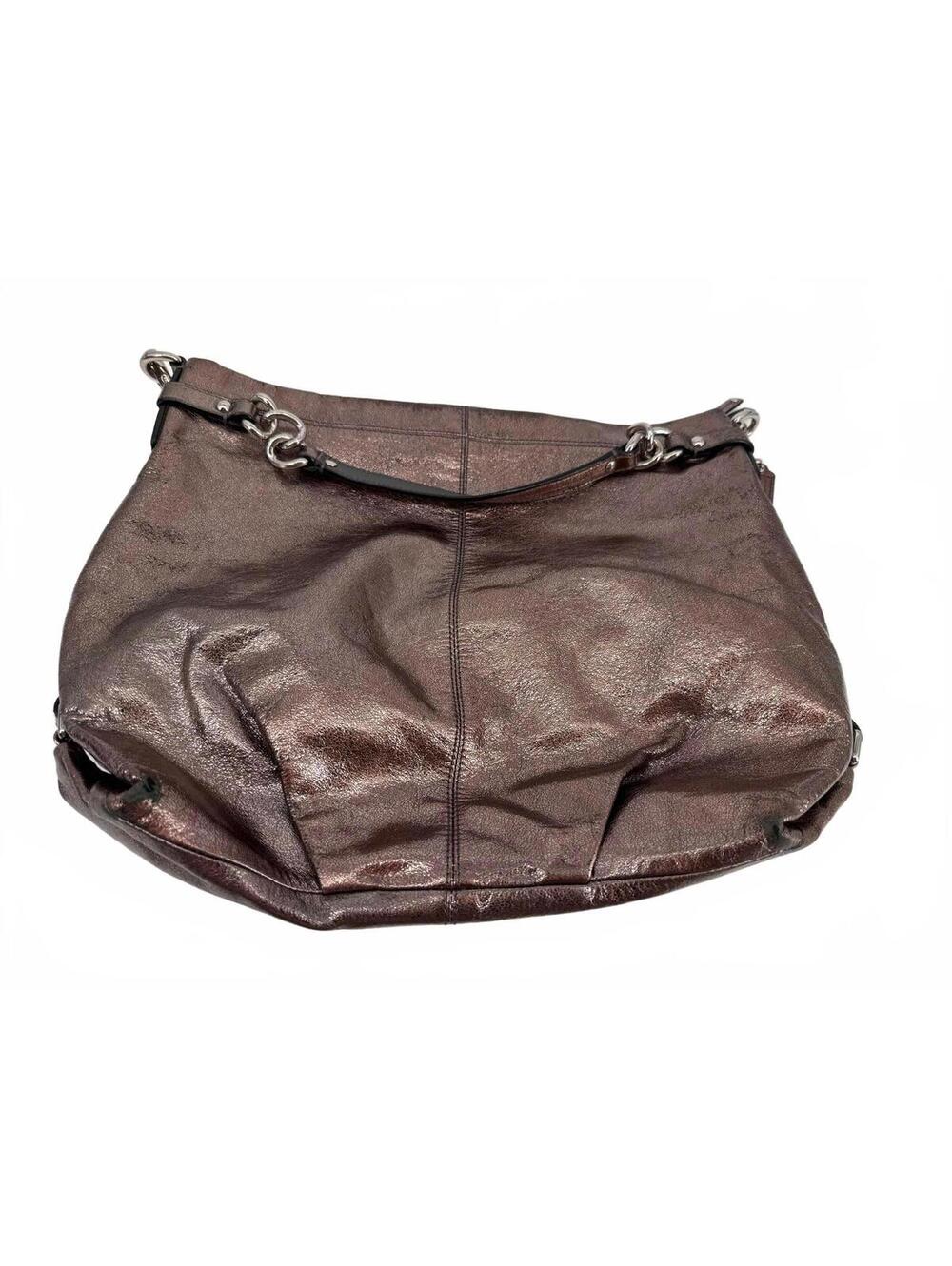 Coach Silver Pewter Brooke Leather Shoulder Purse Hobo Tote Bag F17165